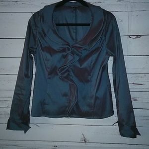 Samuel Dong ruched Irredesent long sleeve top